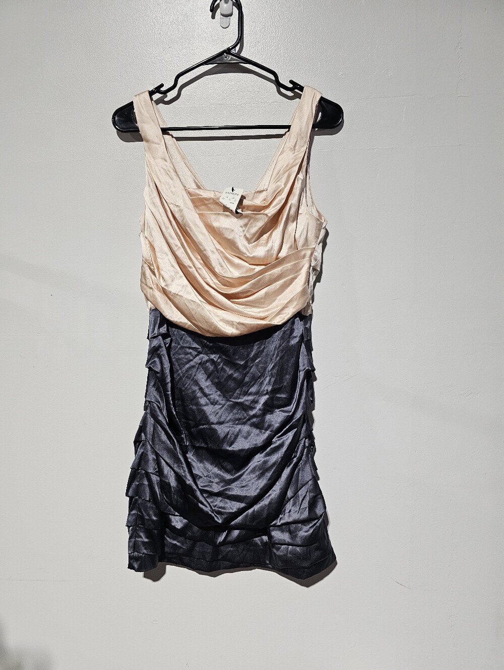 NWT vintage Y2K Express satin colorblock ruched mini cocktail evening dress.
